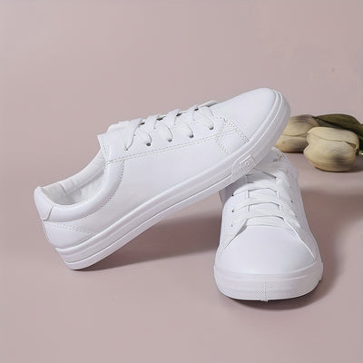 Women's Trendy Flat Sneakers, Casual Lace Up Outdoor Shoes, Comfortable Low Top Sport Shoes
