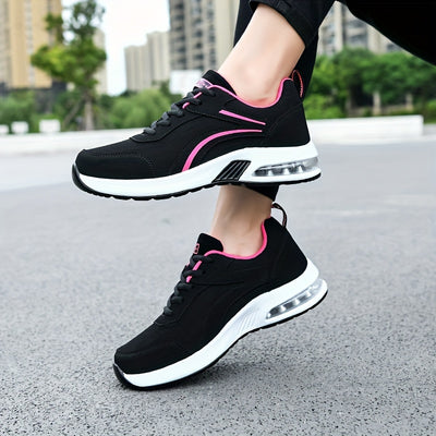 Spring and Autumn New Air Cushion Women's Shoes Fashion Sports Shoes Soft Sole Anti-Slip Casual Travel Shoes Versatile Black Running Shoes Trendy