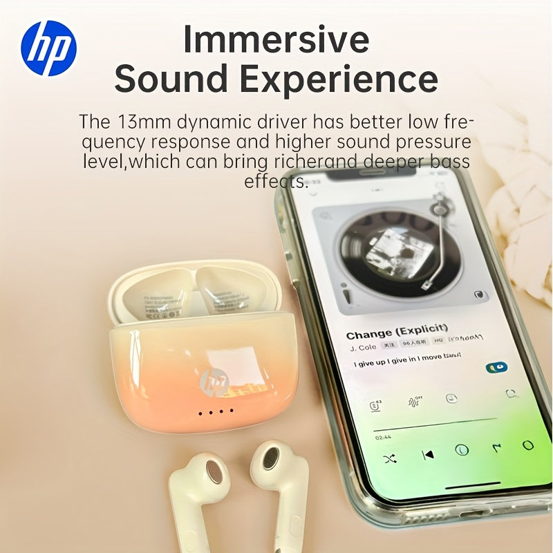 HP Prismatic Gradient Wireless Earbuds with 22H Playtime, Auto-Pairing, Clear Talk Noise Reduction Mic, Touch Control for iOS/Android - Ideal for Gaming & Workouts, Perfect Holiday/Halloween Gift, Wireless Earbuds, Workout He