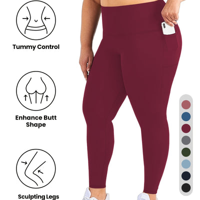 Women'S High-Waist Yoga Leggings with Side Pockets - Stretchy, Tummy Control, Sculpting Design, Black, Slim Fit, High Waisted, Perfect for Sports & Casual Wear, Workout Leggings | Slim Fit Leggings | High Waisted Legging