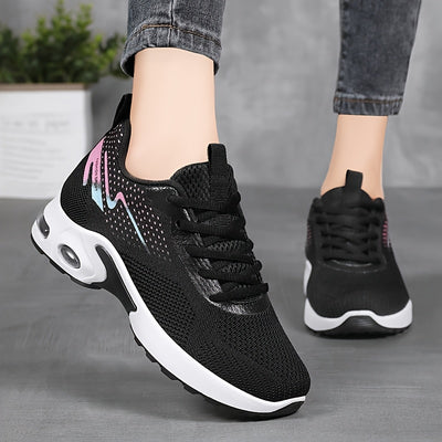 Women's lightweight and breathable knitted sports shoes with air cushion, made of soft and highly elastic fabric, comfortable for casual outdoor wear in all seasons. Women's sports shoes are suitable for wearing in all four s
