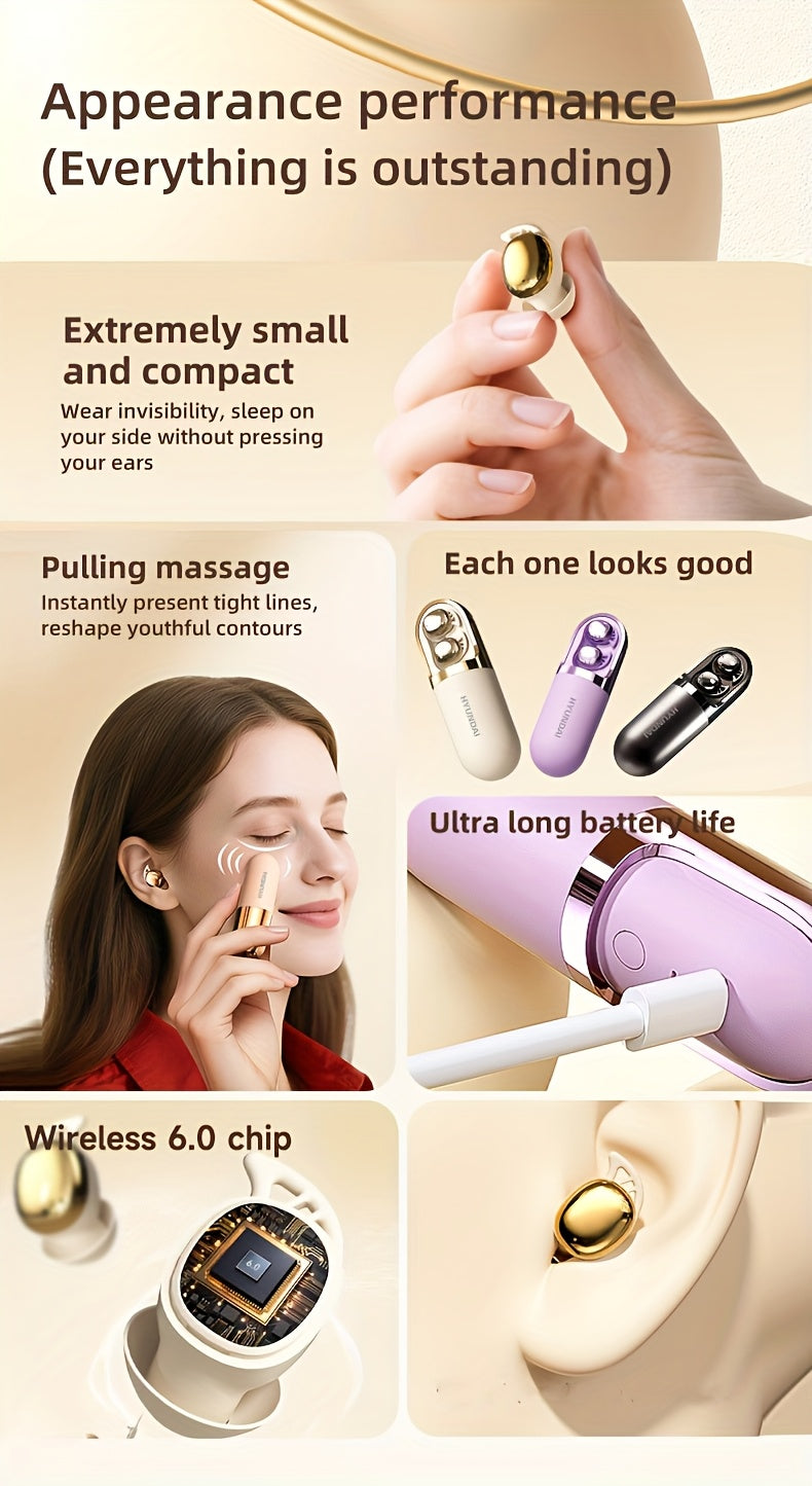 HYUNDAI HY-S13 2025 Wireless Earbuds - 100+ Hour Battery Life, 0 Pressure Sensation, 6.0 Flash Connection, 6.0 Wireless, 6.0 Wireless Earbuds with 6.0 Wireless Technology, Comfortable Fit For Everyday Use, Sleek Earbud Design