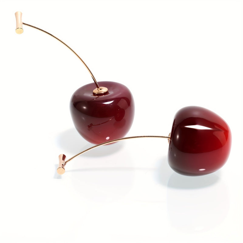 1 pair of sweet cherry earrings, red cherry earring set