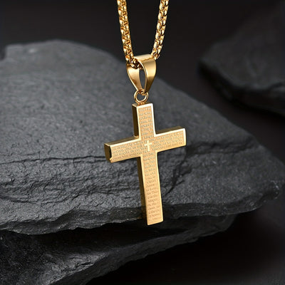 1pc Men'S & Women'S 304 304 304 304 Stainless Steel Cross Pendant Necklace - Heavy-Duty 304 304, 304 304 Stainless Steel, Golden/Tan, Golden-Tone Cross with & Cross Design, Durable Everyday Jewelry for Men & Women, Stylish La