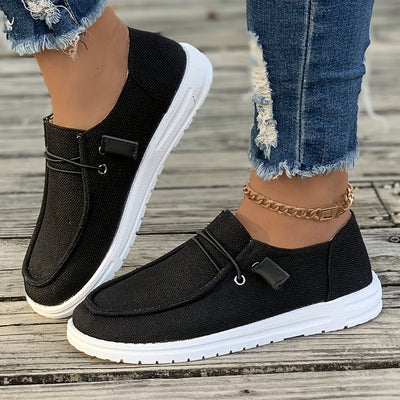 Women's Simple Flat Canvas Shoes, Casual Lace Up Outdoor Shoes, Lightweight Low Top Sneakers