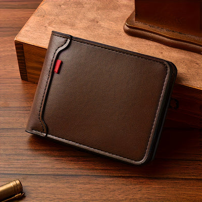 Men'S Slim Business Wallet - Minimalist Design with Multiple Card Slots, ID Window & Cash Compartment - Compact Travel Organizer - Durable Faux Leather Material - Ideal Gift for Professionals, Fathers, Husbands - Perfect for