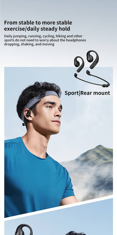 Soundcore AeroFit Pro Wireless Earbuds, Open-Ear Design for Comfortable Long-Term Wear, Strong Sound Quality, 2-in-1 Use, Built-in Microphone, 16.2mm Speakers, USB-C Charging, Ideal for Running and Outdoor Activities, Outdoor