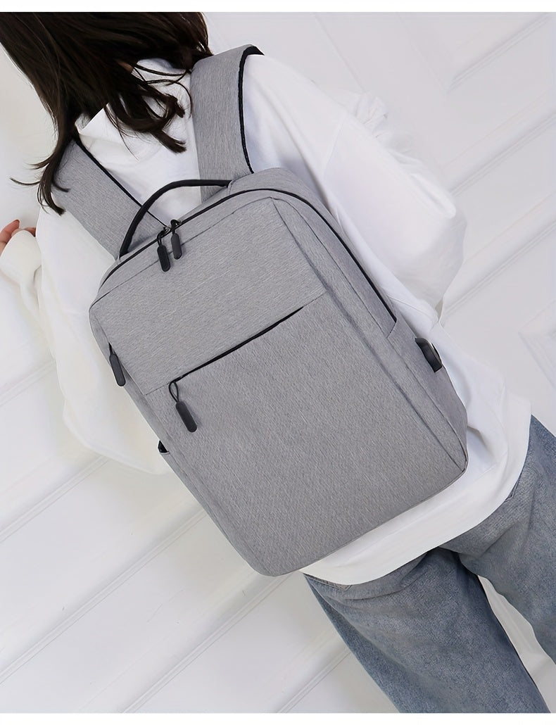 1pc Lightweight Laptop Bag - Durable Fabric Business Backpack with Adjustable Shoulder Straps, Multiple Compartments & Zipper Closure for School, Travel, Work - Grey, Backpack for Travel, Casual Style, Sturdy Construction