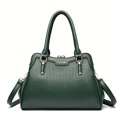 OGEHUAFEE 's Quilted Handbag - Elegant Multi-Layer French-Inspired Quilted Striped (Brown/Beige/Green/Black) Button Closure, Golden-Tone Hardware, Detachable Strap & Nylon - Dress Handbag for, Wedding,