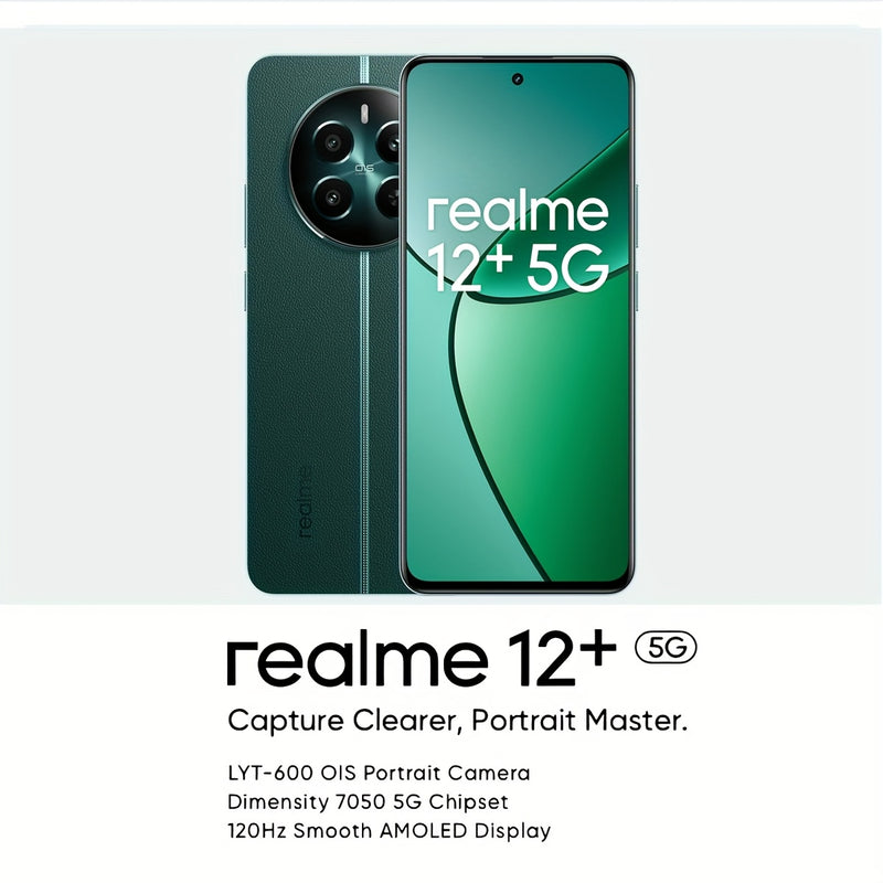 Realme 12+ 5G Smartphone | 8+256GB | 12+512GB | 6.67-inch AMOLED 120Hz | 64MP Camera | 5000mAh Battery | Dual SIM Card Android Phone, Global Version, Smartphone for Android Phones, Realme 12 Plus, Smart, Virtual, Default, Off