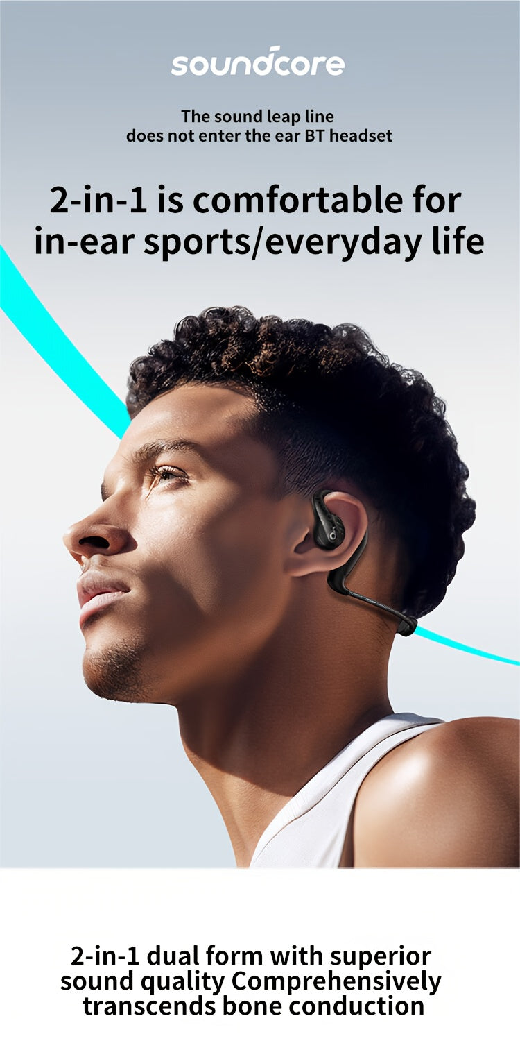 Soundcore AeroFit Pro Wireless Earbuds, Open-Ear Design for Comfortable Long-Term Wear, Strong Sound Quality, 2-in-1 Use, Built-in Microphone, 16.2mm Speakers, USB-C Charging, Ideal for Running and Outdoor Activities, Outdoor