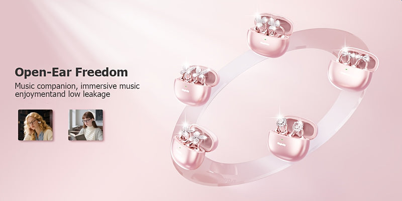 i121 Wireless Clip-On Headphones with Detachable Gemstone Earrings - 10mm Drivers, Hi-Res EQ Sound, Noise Cancellation, Clear Calls, Compatible with All Smartphones, Sports Workout & Halloween Gift, Headphones For Music, Work