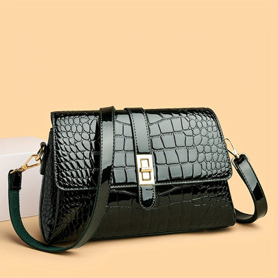 OGEHUAFEE Women'S Elegant Snake Print Synthetic Shoulder Bag - Detachable Strap, Button Closure, Nylon Lining, Black/Green/Burgundy for Casual & Formal Occasions, Versatile Crossbody Purse, Evening Handbag, Sophisticated Acce