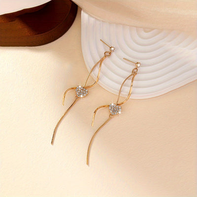 Spiral Lines Black Heart Design Dangle Earrings Elegant Cute Style 18K Gold Plated Jewelry Valentine's Day Gift