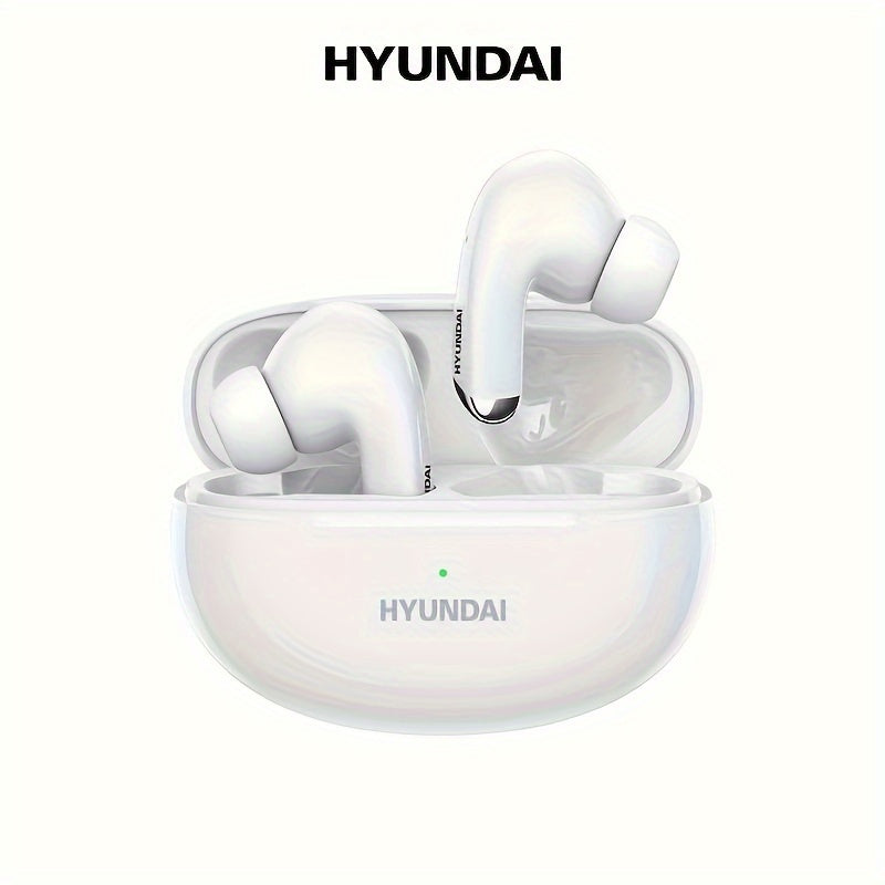 HYUNDAI 2025 Hot Selling Wireless Wireless Earbuds - Low Latency, Long Battery Life, Sound Isolation, with Mic for Gaming, Sports, and Music, Touch Control, USB-C Charging, Semi-Open Back Design, Condenser Microphone, Ideal f