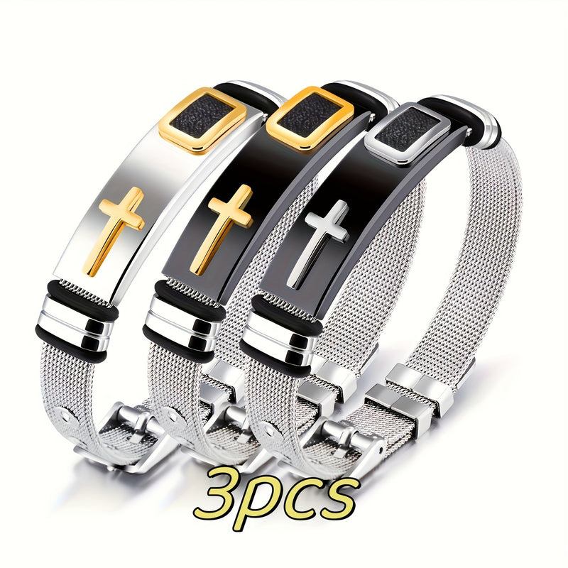 3pcs Cross Titanium Steel Cool Men&