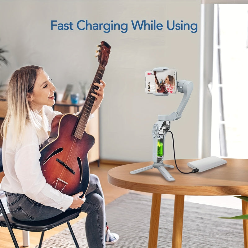 COMITOK L7Cpro Handheld Gimbal Stabilizer with 3-Axis, Portable Foldable Smart Gesture Control, USB Rechargeable, Battery, Ideal for Vlogging, Live Streaming, and Mobile Photography, Live Streaming Equipment | Modern Gimbal |