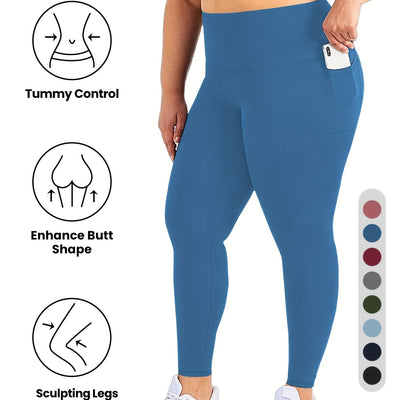 Women'S High-Waist Yoga Leggings with Side Pockets - Stretchy, Tummy Control, Sculpting Design, Black, Slim Fit, High Waisted, Perfect for Sports & Casual Wear, Workout Leggings | Slim Fit Leggings | High Waisted Legging