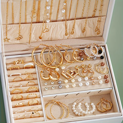 86pcs Fashionable Elegant Necklace, Earrings, Rings, and Studs Jewelry Set for Women & s - Versatile Casual Attire or Holiday Gift, No Box Included