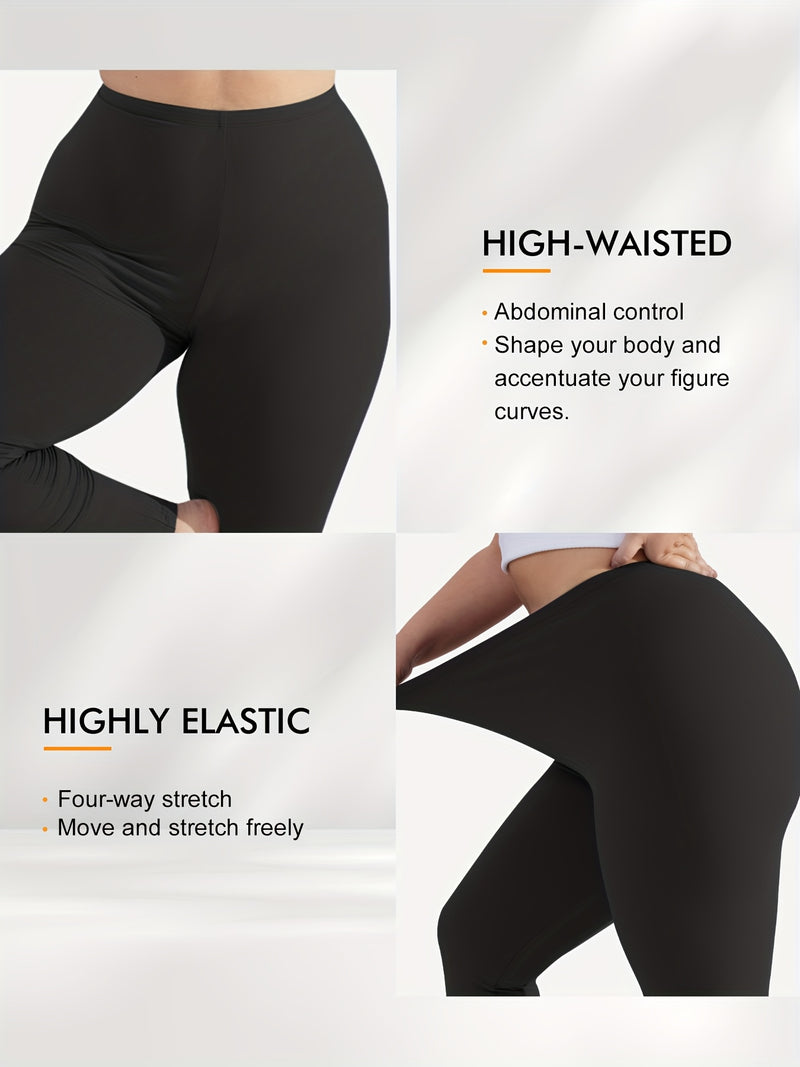 [Stretchy Leggings] Stretchy High-Waist Plus Size Women&
