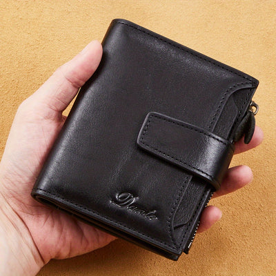 Vintage Men's Top Layer Cowhide Wallet RFID Anti-theft Card Holder Large Capacity 18 Card Slots Zipper Wallet Can Hold Coins Mobile Card Holder Can Hold Driver's License, 2 Large Banknote Slots