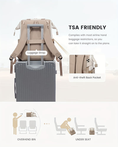 حقيبة ظهر أنيقة قابلة للتحويل للكمبيوتر المحمول للنساء - نايلون ناعم، حجرات متعددة، إغلاق بسحاب، مثالية للمدرسة والسفر والترفيه، متوفرة باللون الرمادي والوردي والأزرق والأحمر والأسود، حقيبة ظهر للمدرسة