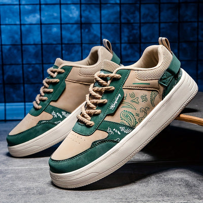 Women's Trendy Printed Sneakers, Casual Lace Up Outdoor Shoes, Comfortable Low Top Skate Shoes