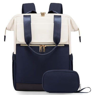 Stylish Women'S Convertible Laptop Backpack - Soft Shell Nylon, Multiple Compartments, Zipper Closure, Ideal for School, Travel & Leisure, Available in Gray, Pink, Blue, Red, Black, Backpack for School