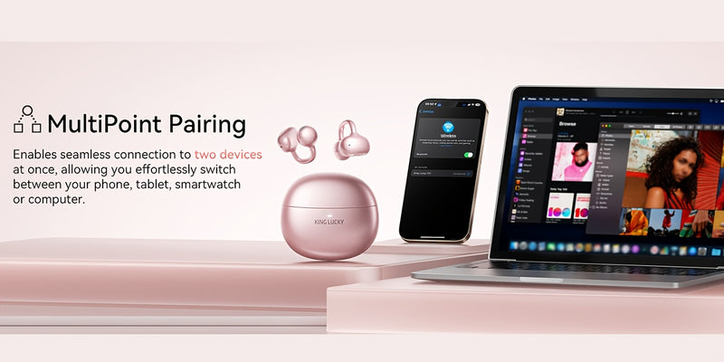 i121 Wireless Clip-On Headphones with Detachable Gemstone Earrings - 10mm Drivers, Hi-Res EQ Sound, Noise Cancellation, Clear Calls, Compatible with All Smartphones, Sports Workout & Halloween Gift, Headphones For Music, Work