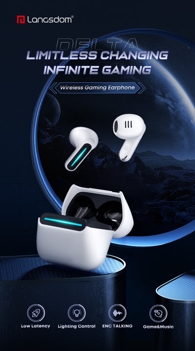 سماعات أذن لاسلكية Langsdom Delta ENC لتقليل الضوضاء مع زمن انتقال منخفض للغاية، ووضعين للألعاب أو الموسيقى