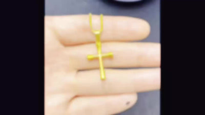 Luxury Minimalist Stainless Steel Cross Pendant Necklace - Adjustable Box Chain, Polished Golden Finish, Unisex Jewelry for Casual Attire & Christmas Gifts, Christmas Necklace, Elegant Accessory, Quality Craftsmanship