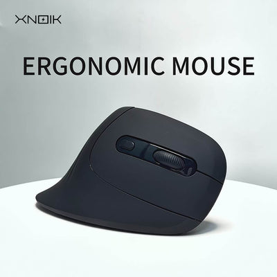 XNOIK Vertical Ergonomic Wireless Mouse - 2.4GHz, 1200-3200 DPI, 6-Button Ultra-Quiet Design, 3-Device Connectivity for PC/Laptop/Windows, Durable Plastic (Battery Not Included), Wireless Mouse for Laptop