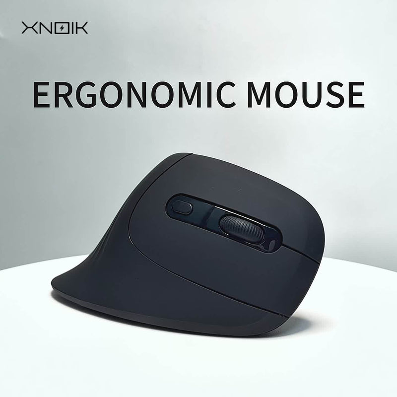 XNOIK Vertical Ergonomic Wireless Mouse - 2.4GHz, 1200-3200 DPI, 6-Button Ultra-Quiet Design, 3-Device Connectivity for PC/Laptop/Windows, Durable Plastic (Battery Not Included), Wireless Mouse for Laptop