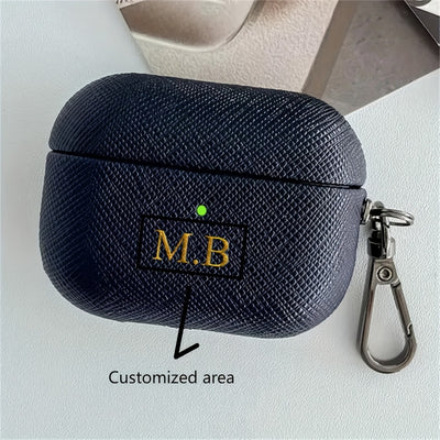 Personalized Initials Letters Customize New Earphone Case for Airpods 1 2 3 4 Pro 2 Luxury Cross Pattern with Keychain Cover, Synthetic Faux Leather, with Keychain, for Airpods Case | Luxury Design | Durable Earphone Case, Ea