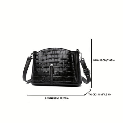 Women'S Multi-Compartment Crossbody Bag with Adjustable Strap - Synthetic, Zipper Closure, Elegant Geometric Pattern in Beige, Burgundy, Black, and White - Perfect for Casual or Formal Occasions, Crossbody Purse