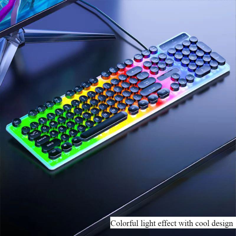 104-Key Full-Size Mechanical Gaming Keyboard with RGB Backlighting, Mechanical Keys & Multi-Function Knob - Heavy-Duty All-Metal Construction, Punk Retro Design For Gaming, Office, Programming - Wired Usb Gaming Keyboard
