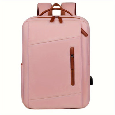 Stylish Lightweight Laptop Backpack - Adjustable Shoulder Straps, Multiple Compartments, USB Charging Port, Perfect for Commuting, School, Travel & Business, Casual Style, Polyester Lining, Secure Zipper Closure, Laptop Carry