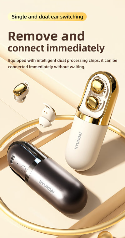 HYUNDAI HY-S13 2025 Wireless Earbuds - 100+ Hour Battery Life, 0 Pressure Sensation, 6.0 Flash Connection, 6.0 Wireless, 6.0 Wireless Earbuds with 6.0 Wireless Technology, Comfortable Fit For Everyday Use, Sleek Earbud Design