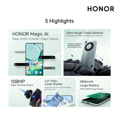 Honor X9c Smart-12+256GB 5G Smartphone with Mediatek Dimensity 7025 Ultra, 6.8-inch 120Hz OLED Display, 108MP Main Camera, 5800mAh Battery, Dual SIM, Ultra-Durable, 5G, 6.8-Inch Display, 120Hz Refresh, Android, Smartphones Fo