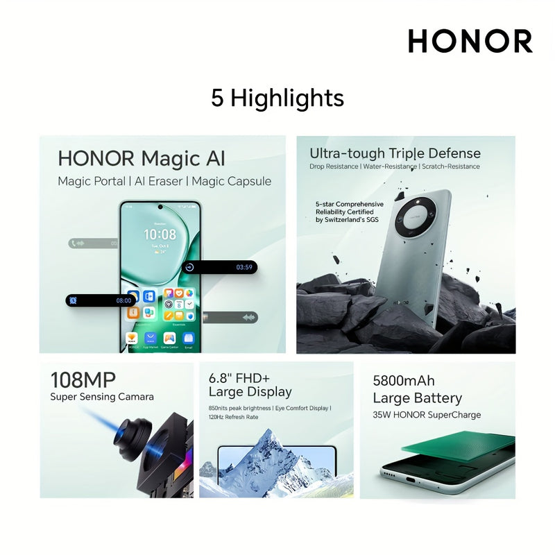 Honor X9c Smart-12+256GB 5G Smartphone with Mediatek Dimensity 7025 Ultra, 6.8-inch 120Hz OLED Display, 108MP Main Camera, 5800mAh Battery, Dual SIM, Ultra-Durable, 5G, 6.8-Inch Display, 120Hz Refresh, Android, Smartphones Fo