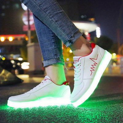 Women's Colorful Luminous Sneakers, Lace Up Low-top Lightweight Outdoor Shoes, Casual Sporty Footwear