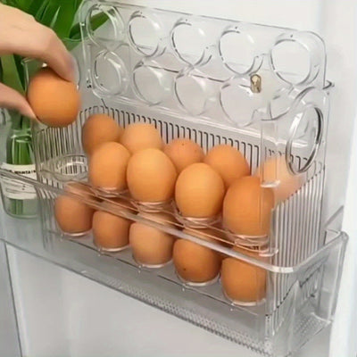 ZHOHO TANT 3-Tier Egg Holder for Refrigerator – Clear Plastic Egg Storage Container with Large Capacity, Durable & Easy Access Design for Home Kitchen Organization, Egg Trays