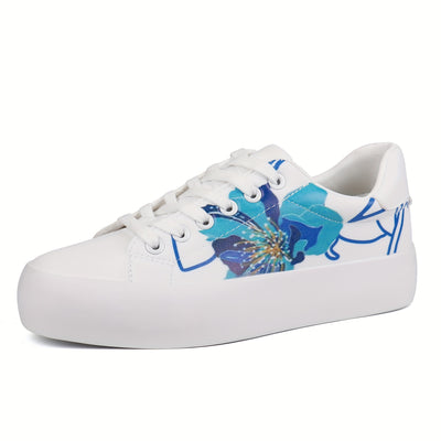 Women's Simple Platform Sneakers, Casual Lace Up Outdoor Shoes, Comfortable Low Top Shoes