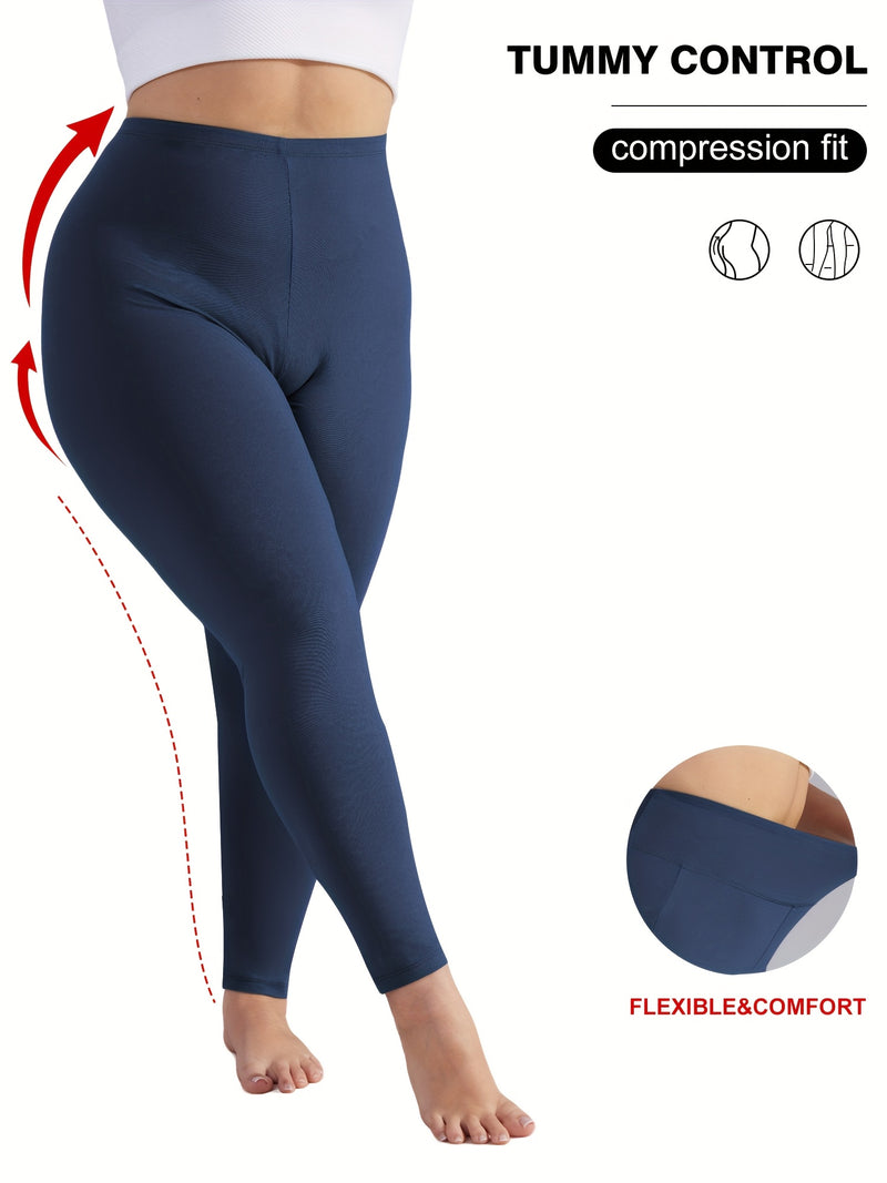 [Stretchy Leggings] Stretchy High-Waist Plus Size Women&