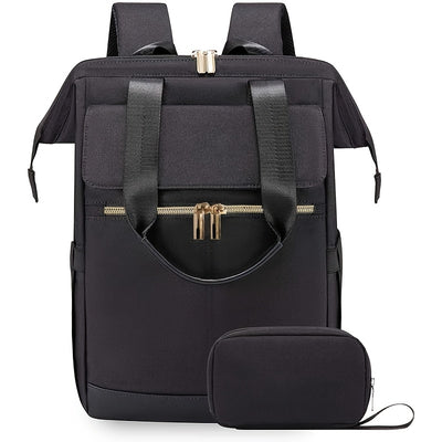 Stylish Women'S Convertible Laptop Backpack - Soft Shell Nylon, Multiple Compartments, Zipper Closure, Ideal for School, Travel & Leisure, Available in Gray, Pink, Blue, Red, Black, Backpack for School