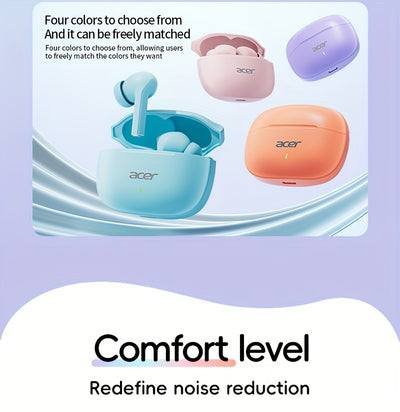 ACER OHR504 Wireless Headphone, Super Long Standby, Wireless Earphone Hi-Fi Stereo Sound, Smart Call Noise Cancellation, Gaming Mode Low Latency,  Comfortable Fit for Travel, Sports, Work, Study, Game, Multi-Device, Ideal Chr