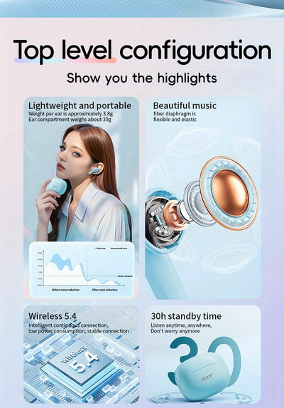 ACER OHR504 Wireless Headphone, Super Long Standby, Wireless Earphone Hi-Fi Stereo Sound, Smart Call Noise Cancellation, Gaming Mode Low Latency,  Comfortable Fit for Travel, Sports, Work, Study, Game, Multi-Device, Ideal Chr