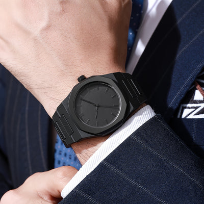 4pcs Modern Minimalist Black Quartz Watch Set - Roman Numeral Dial, Unisex Business & Casual Watches with Silicone Strap, Elegant Gift Box Included for Men & Women - Affordable Luxury Analog Watches for Everyday & Special Occ