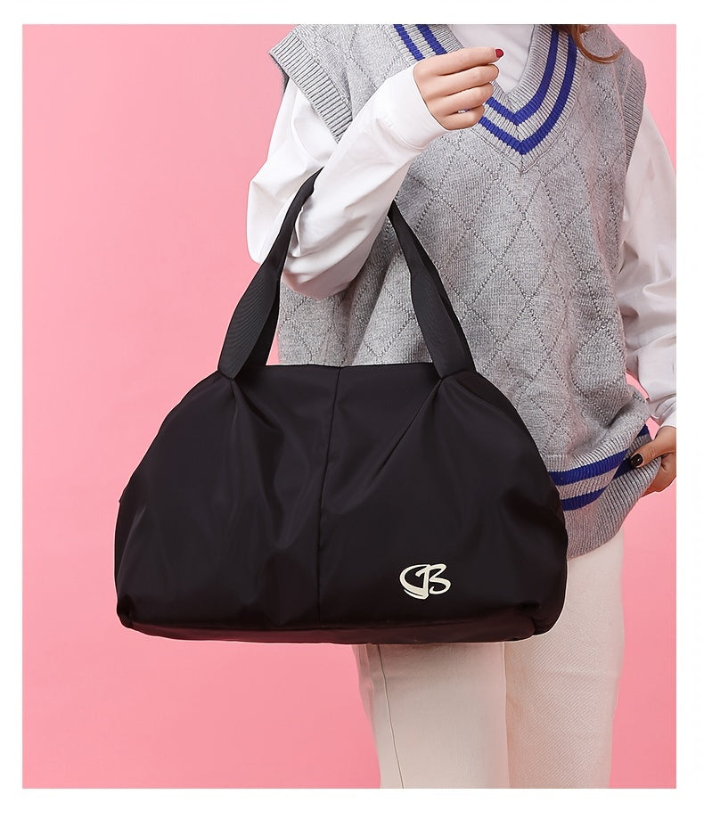 [Pink Gym Bag] Lightweight Pink Nylon Gym Bag for Women | Versatile Wet/Dry Separation, Adjustable Strap, Zip Closure, Portable Travel Bag for Short Trips, Sports Bag