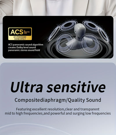 [Acer official genuine]TWS wireless headset, with fashionable lightweight touch design, adaptable sports running scene, support bass stereo and call noise reduction, with low latency gaming mode, HIFI sound. Super long standb